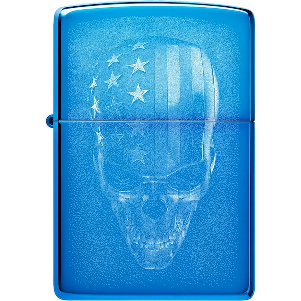 Zippo 2024 Zippo 20446 American Skull Design, Hp Blue ZIP-48739 - main